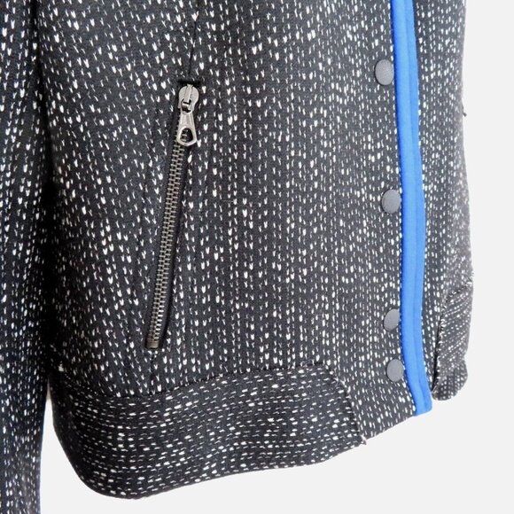 Rag & Bone Womens 6 Black Blue Wool Tweed Jacket Accent Snap Closure Zip Pockets - Picture 3 of 11
